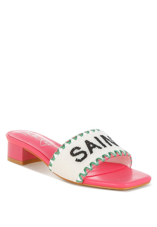 Poshta Saint Tropez Beaded Slip-On Heels - Tigbul's Variety Fashion Shop