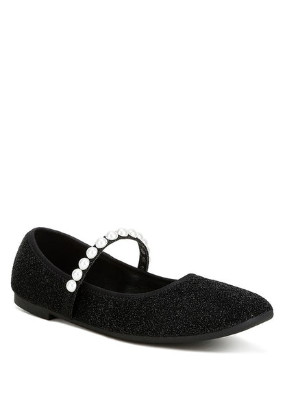 Corphee Pearl Strapped Glitter Ballerinas - Tigbul's Variety Fashion Shop