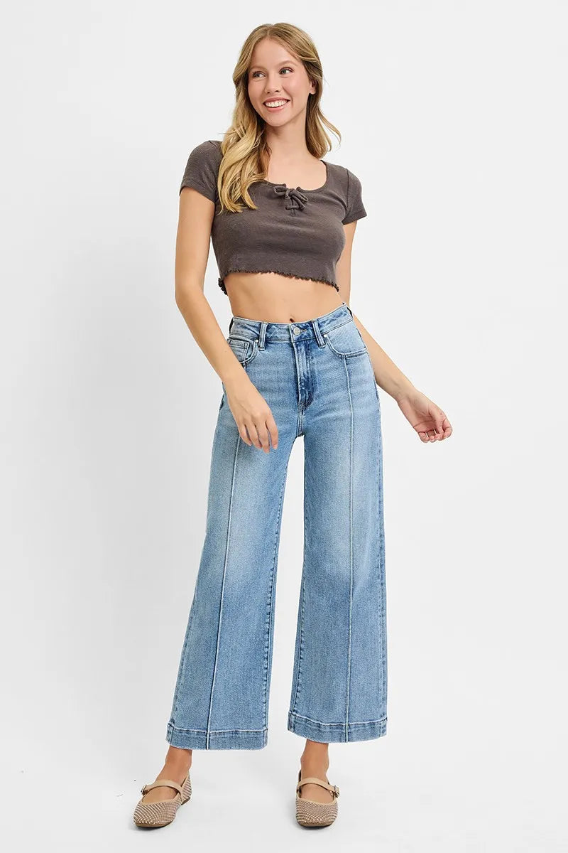 RISEN Full Size High Rise Crop Wide Leg Jeans Plus Size - Tigbul's Variety Fashion Shop
