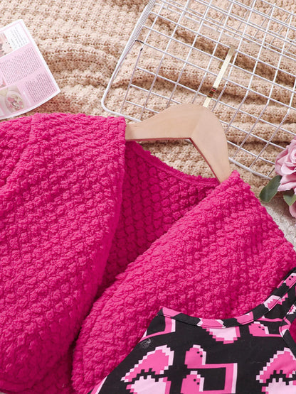 Toddlers Girls Pink Printed Dress and Cardigan Set - Tigbuls Variety