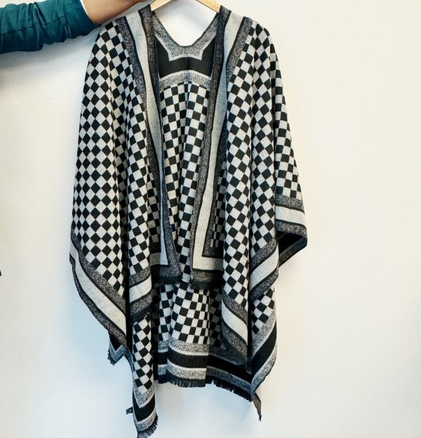 Checker Chic Ruana Scarves Shawls - Tigbul's Variety Fashion Shop