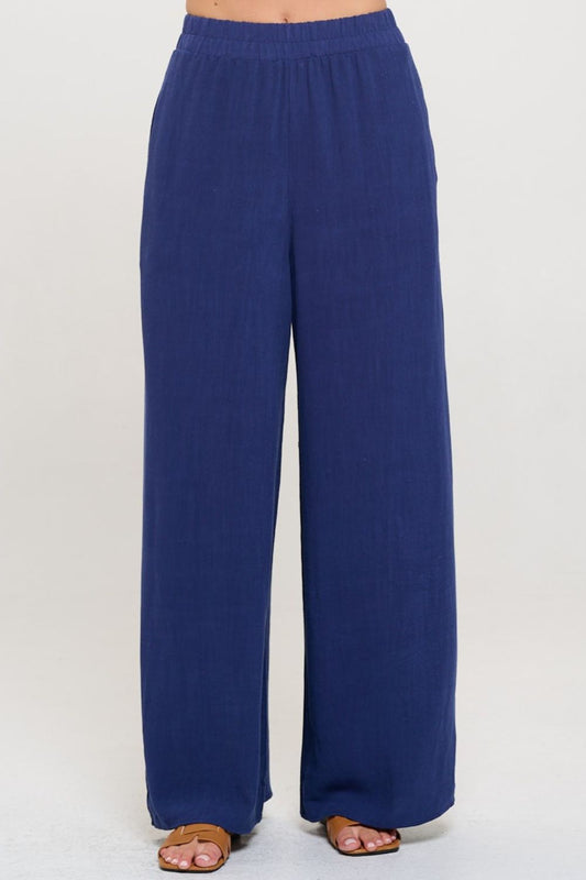 RENEE C Linen Wide Leg Pants with Pockets - Tigbuls Variety Fashion