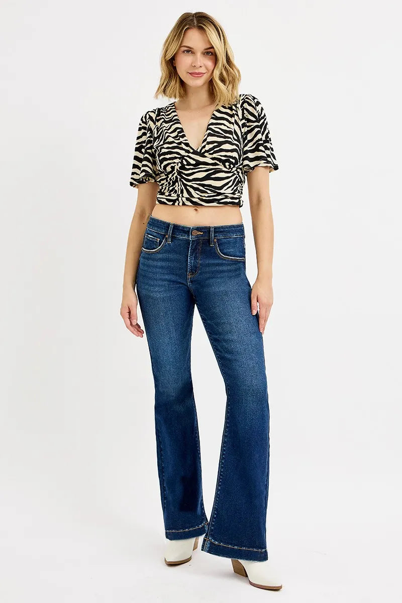 RISEN Full SIze Tummy Control Mid Rise Flare Jeans Plus SIze - Tigbul's Variety Fashion Shop