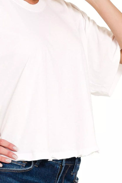 White Cotton Round Neck Short Sleeve T-Shirt - Tigbul's Variety Fashion Shop