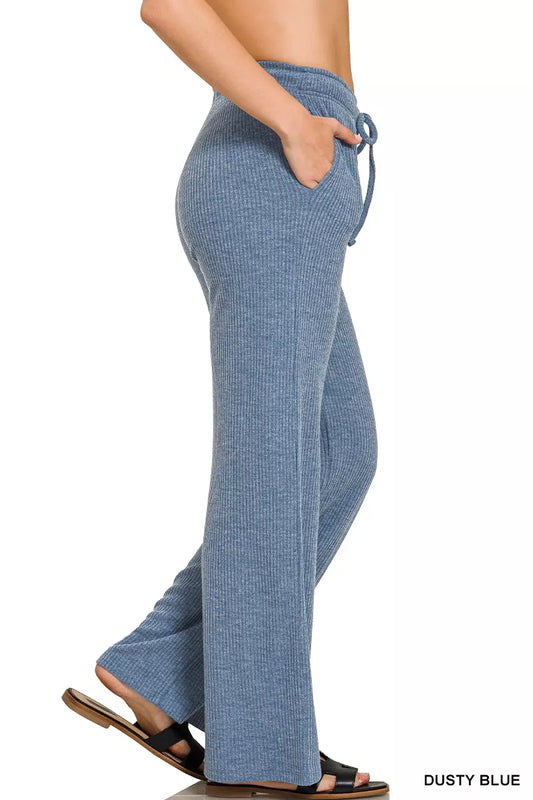 Zenana Ribbed Drawstring Lounge Pants - Tigbul's Variety Fashion Shop
