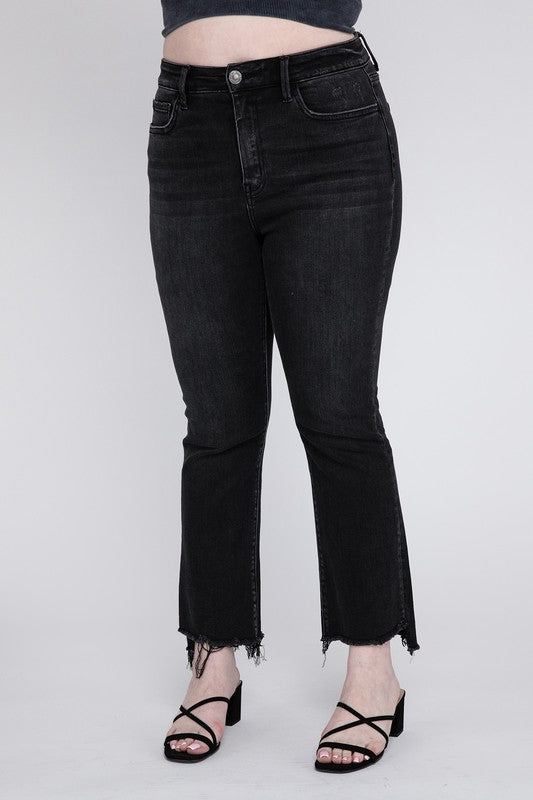 Plus Size High Rise Crop Flare Jeans - Tigbuls Variety Fashion