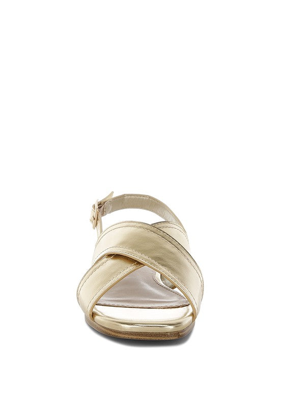 Kanon Metallic Pleather Criss-Cross Flats - Tigbul's Variety Fashion Shop