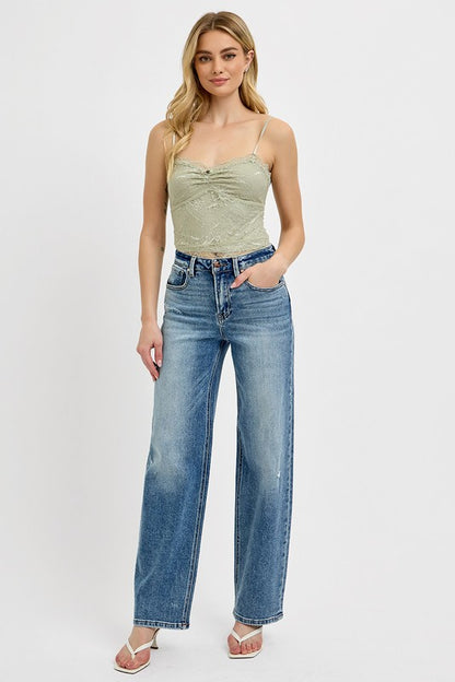 Blue Distressed Wide Leg Jeans - Tigbul's Variety Fashion Shop