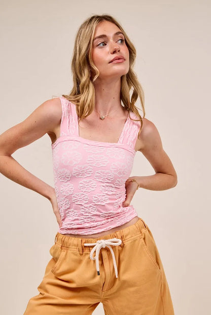 SO ME Two Tone Floral Seamless Tank Top - Tigbul's Variety Fashion Shop