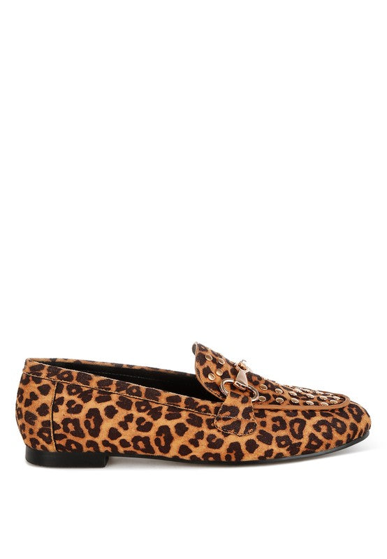 Meopa Horsebit Studs Leopard Print Loafers - Tigbul's Variety Fashion Shop