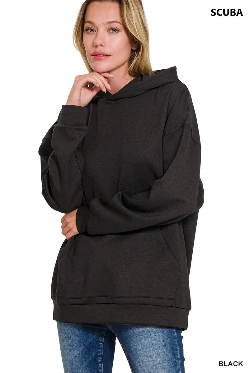 Zenana Oversized Scuba Hoodie with Kangaroo Pocket - Tigbul's Variety Fashion Shop