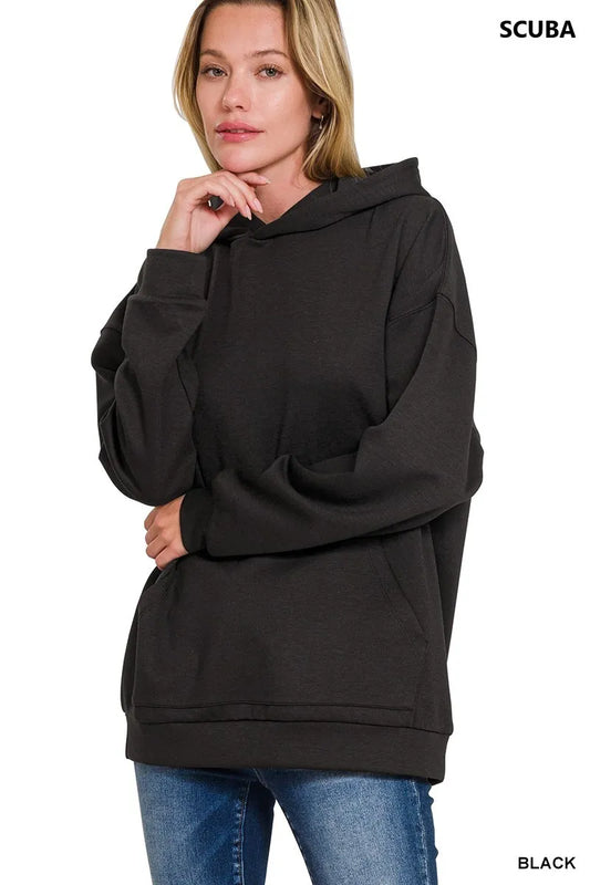 Zenana Oversized Scuba Hoodie with Kangaroo Pocket - Tigbul's Variety Fashion Shop