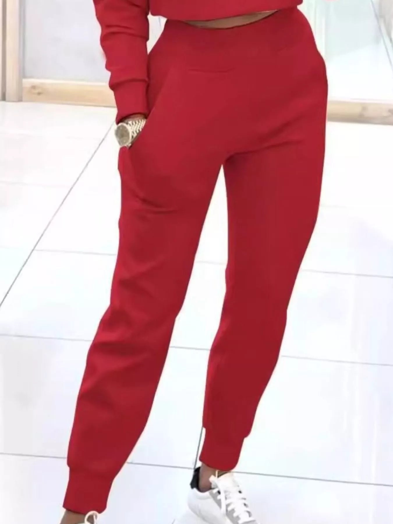 Casual Chic Cropped Sweatshirt and Jogger Set - Tigbul's Variety Fashion Shop