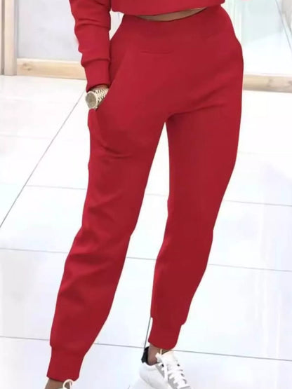 Casual Chic Cropped Sweatshirt and Jogger Set - Tigbul's Variety Fashion Shop