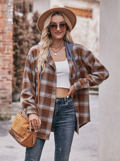 Oversized Plaid Button Up Shacket - Tigbul's Variety Fashion Shop