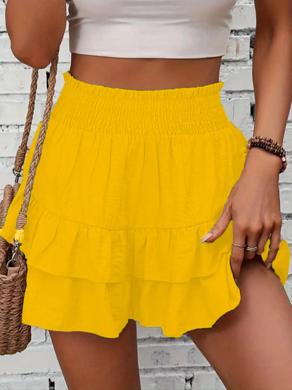 Ruffle Layered High Waist Casual Skort - Tigbul's Variety Fashion Shop