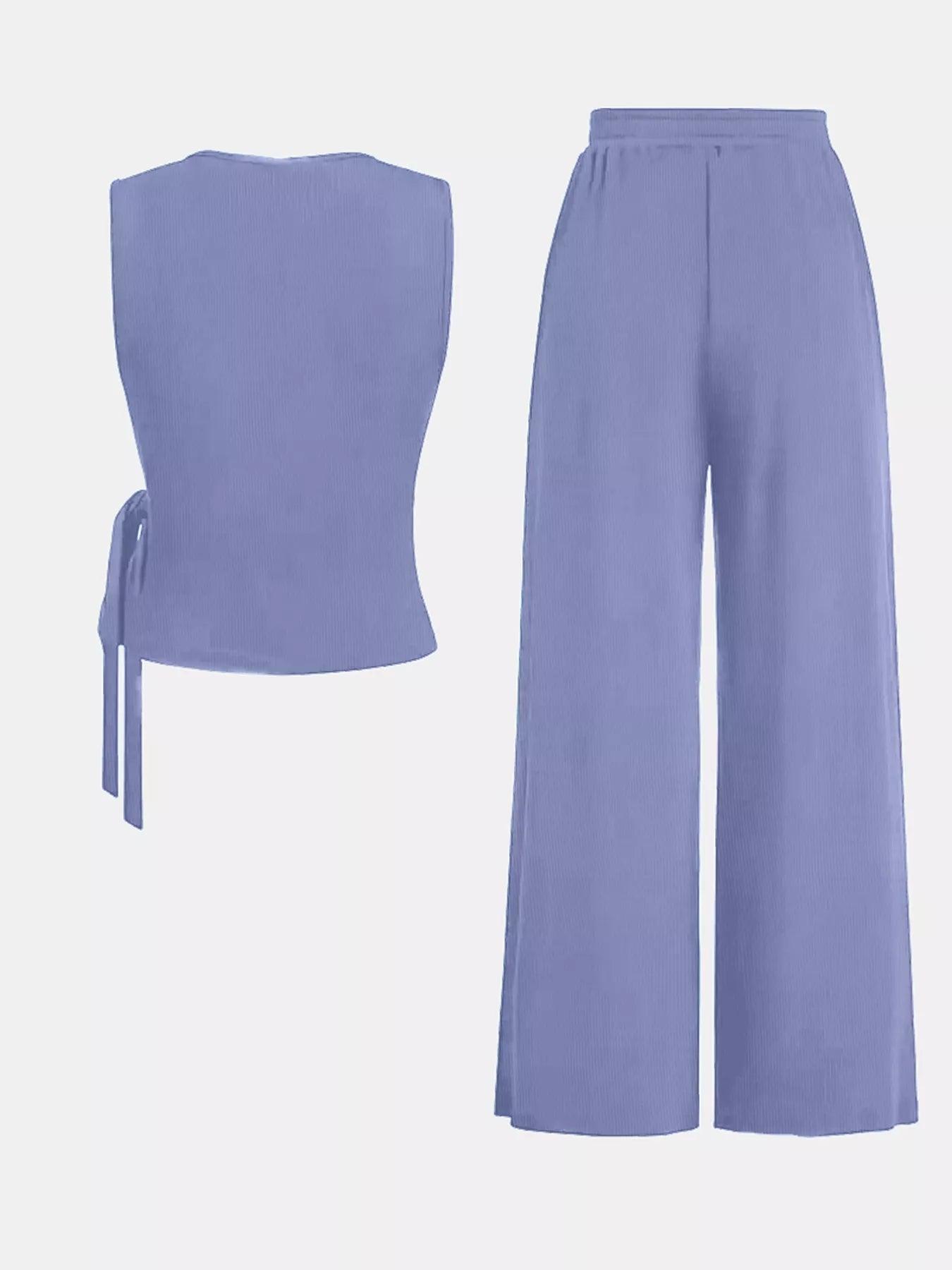 Side Tie Round Neck Tank and Pants Set - Tigbul's Variety Fashion Shop