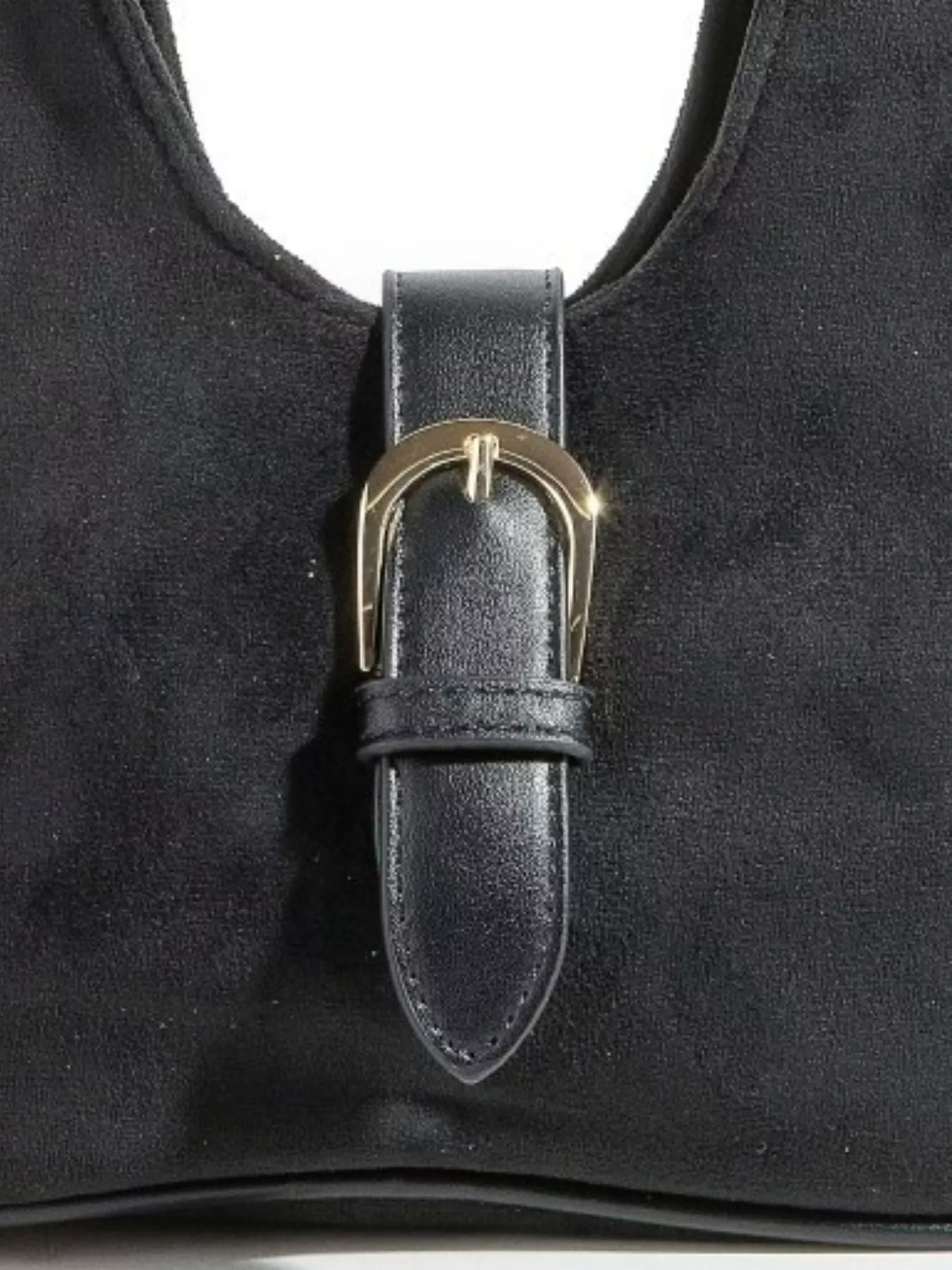 Fame Buckle Accent Faux Suede Hand Bag - Tigbul's Variety Fashion Shop