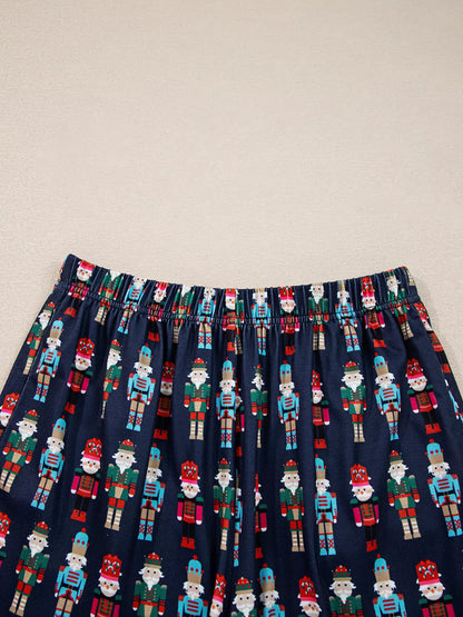 Mama Claus Plaid Letter Tee and Nutcracker Shorts 2pcs Lounge Set - Tigbul's Variety Fashion Shop