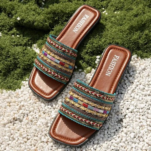 Open Toe Flat Sandals - Tigbul's Variety Fashion Shop