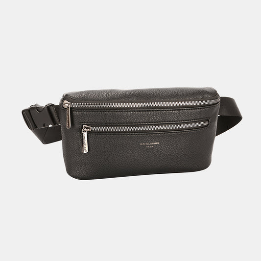 David Jones PU Leather Double Zipper Adjustable Belt Bag - Tigbuls Variety Fashion