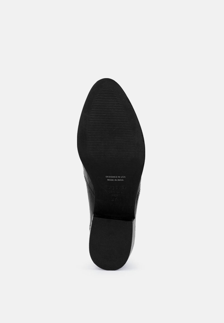 Lilliam Metal Highlight Casual Leather Loafers - Tigbul's Variety Fashion Shop