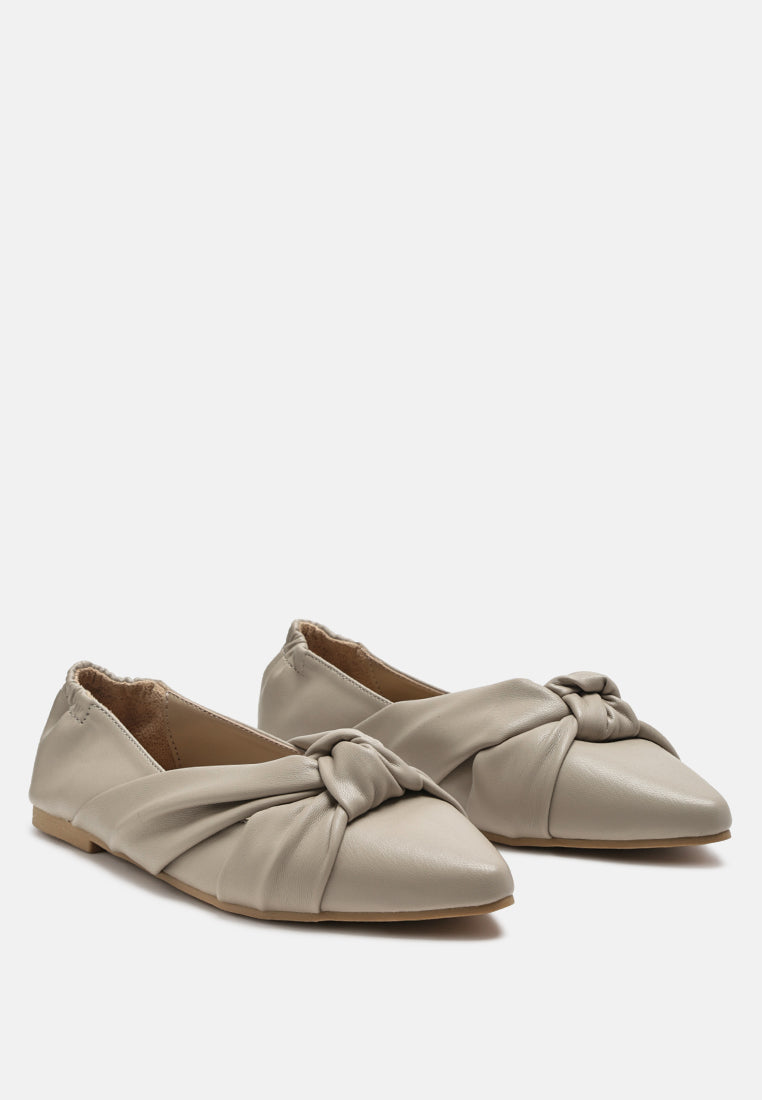 Norma Knot Detail Elasticated Ballet Flats - Tigbul's Variety Fashion Shop