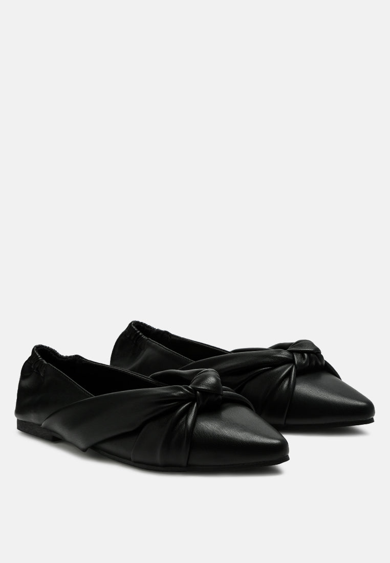 Norma Knot Detail Elasticated Ballet Flats - Tigbul's Variety Fashion Shop
