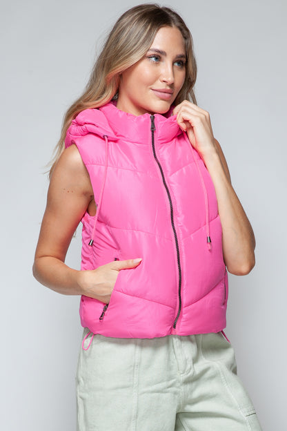 Snobbish Zip Up Quilted Hooded Vest - Tigbul's Variety Fashion Shop