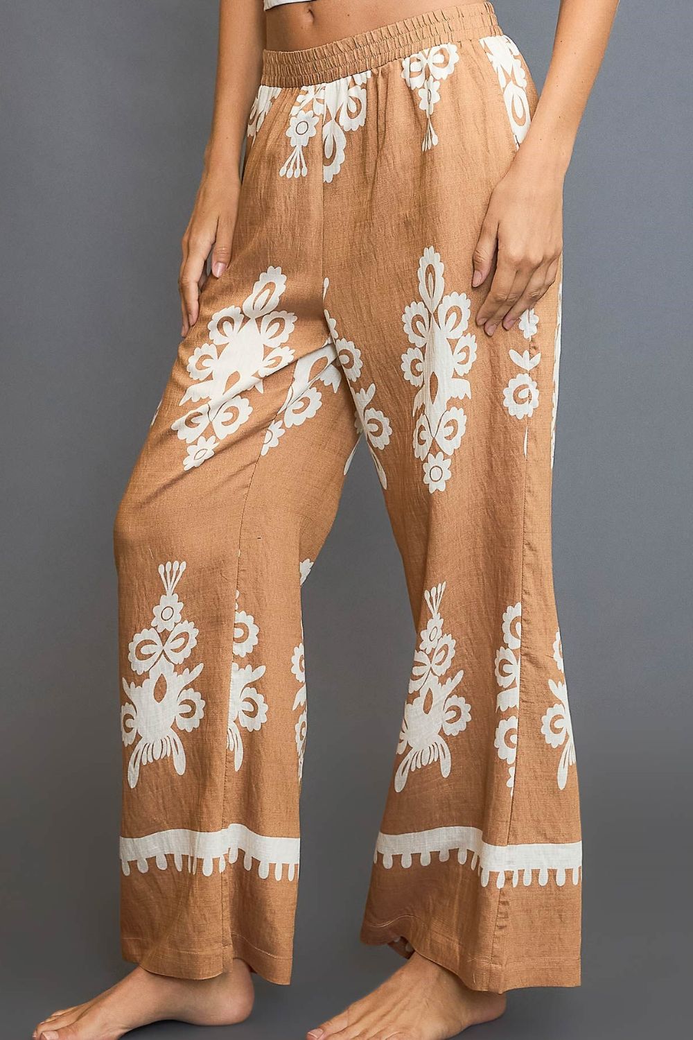 Umgee Full Size Border Print Wide Leg Pants Plus Size - Tigbul's Variety Fashion Shop