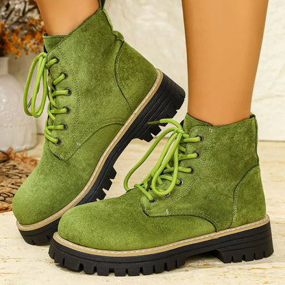 Round Toe Lace Up Boots - Tigbul's Variety Fashion Shop