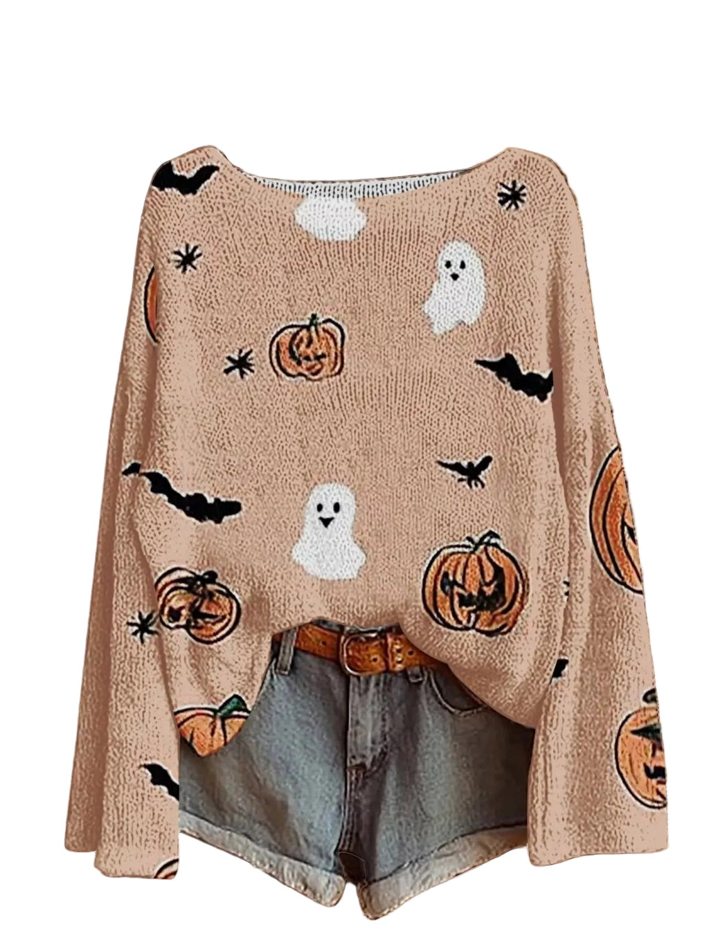 Halloween Graphic Boat Neck Sweater Sizes Small up to 5XL | Tigbuls