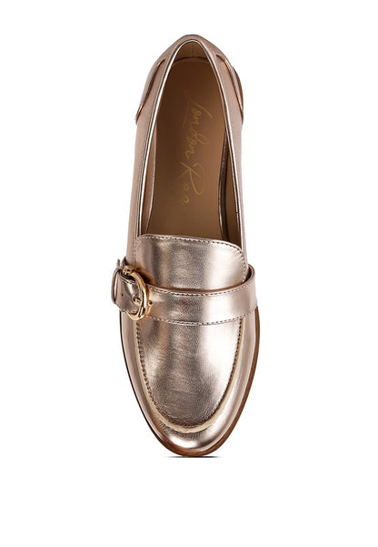 Haruka Metallic Faux Leather Loafers - Tigbuls Variety Fashion