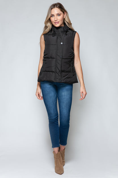 Snobbish Snap and Zip Closure Hooded Vest - Tigbul's Variety Fashion Shop