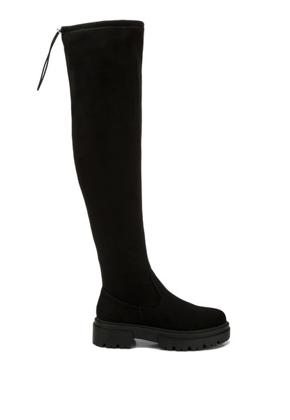 Black Drawstring Detail Knee High Boots - Tigbuls Variety Fashion