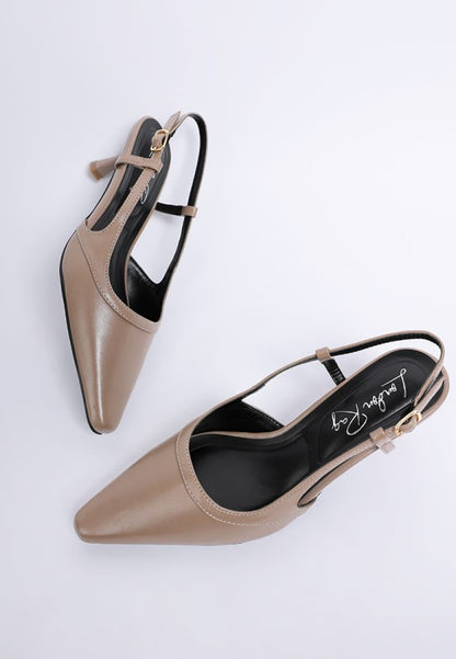 Luxton Slingback Pin Buckle Kitten Heels - Tigbul's Variety Fashion Shop