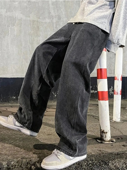 Men's Full Size Drawstring Wide Leg Jeans Plus Size - Tigbul's Variety Fashion Shop