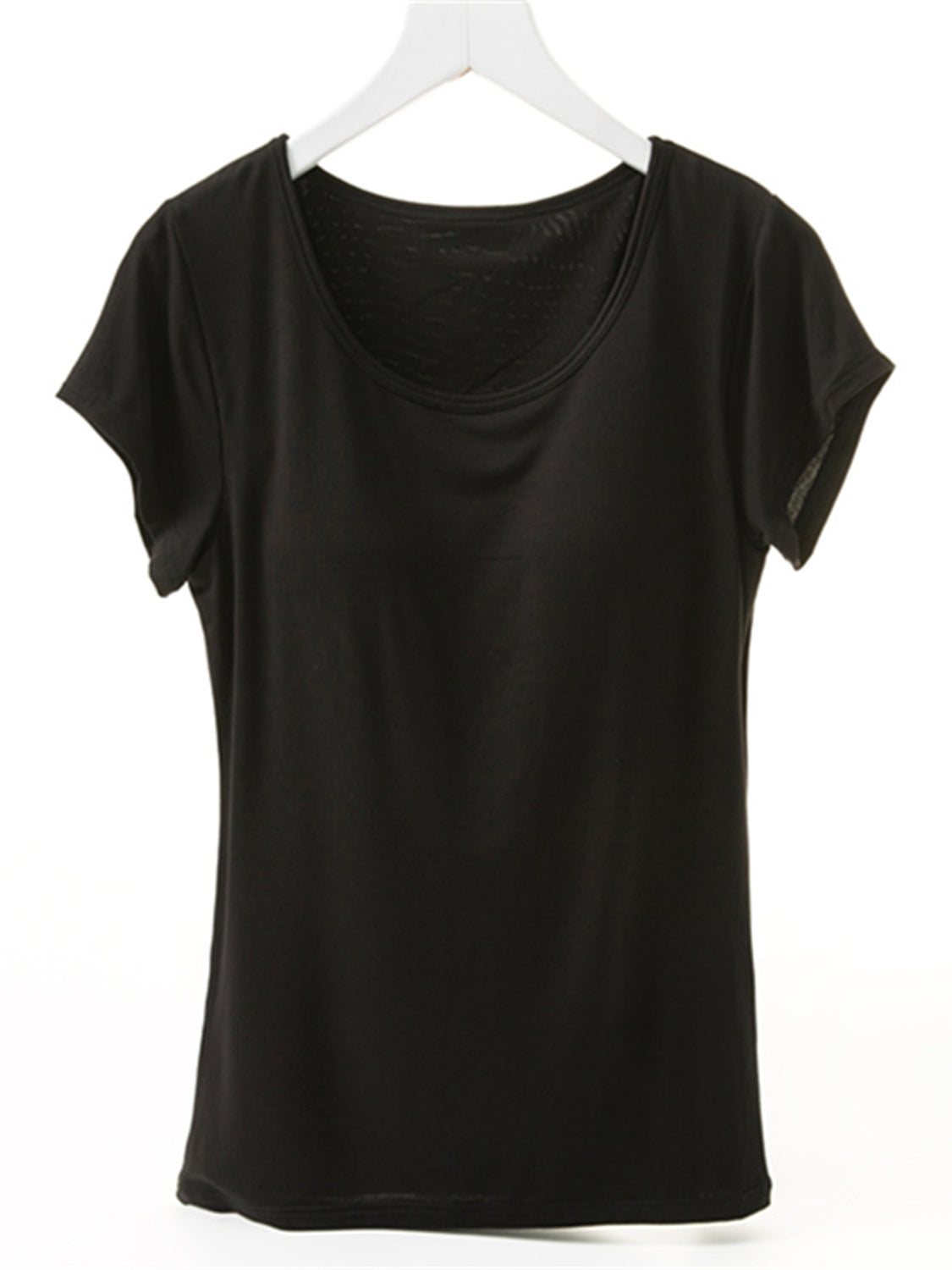 Round Neck Short Sleeve T-Shirt with Bra - Tigbul's Variety Fashion Shop