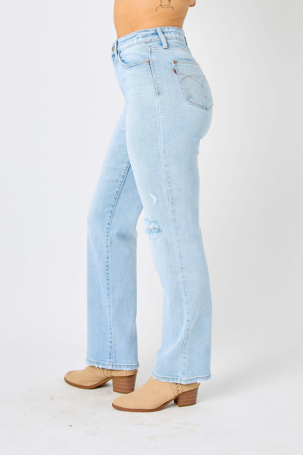 Judy Blue Full Size High Waist Distressed Straight Jeans - Tigbuls Variety Fashion