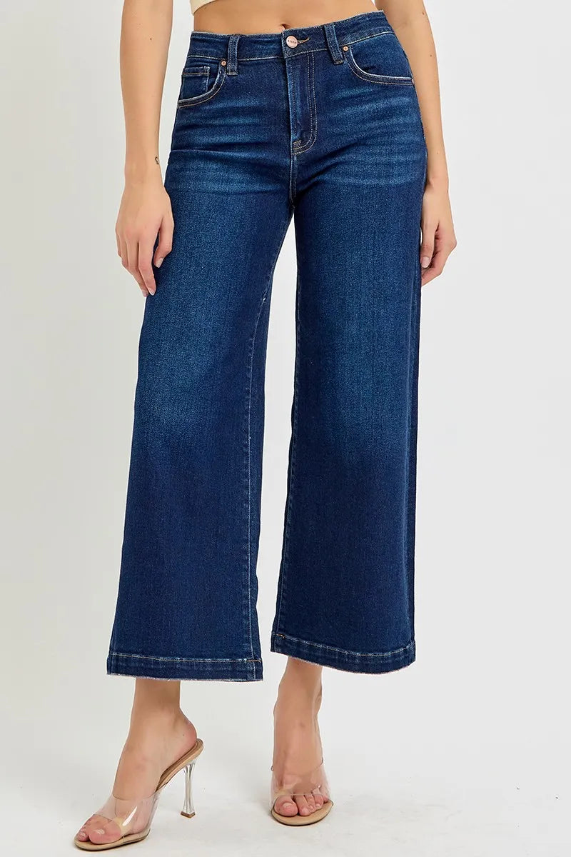 RISEN High Rise Crop Wide Jeans - Tigbul's Variety Fashion Shop
