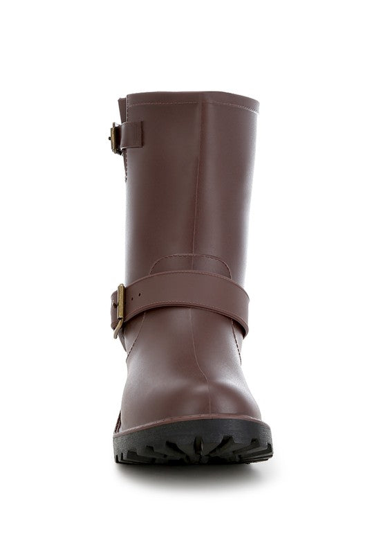 Anong Harness Detail Calf Rain Boots - Tigbul's Variety Fashion Shop