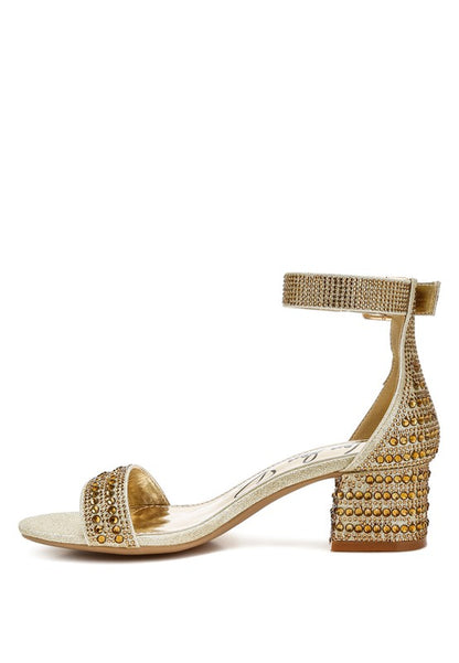 Twerky Rhinestones Embellished Block Sandals - Tigbul's Variety Fashion Shop