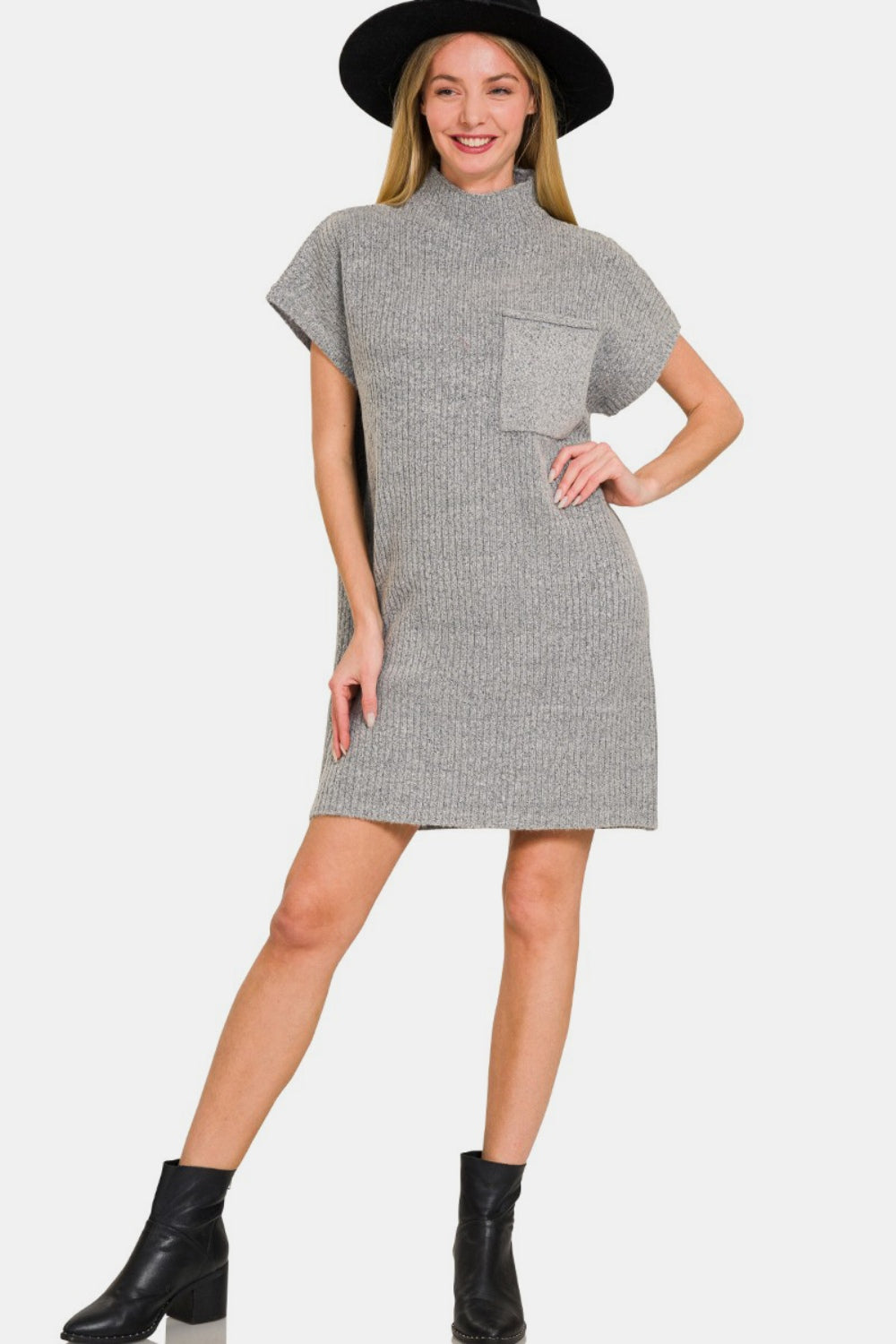 Zenana Short Sleeve Sweater Mini Dress - Tigbul's Variety Fashion Shop