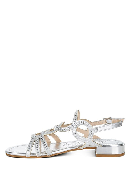 Jisters Cut Out Detail Rhinestone Flat Sandals - Tigbul's Variety Fashion Shop