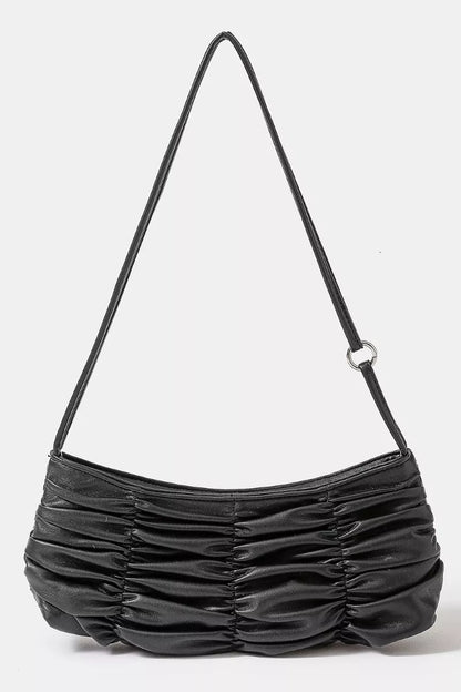 Fame Segmented Pleated Faux Leather Hand Bag - Tigbul's Variety Fashion Shop
