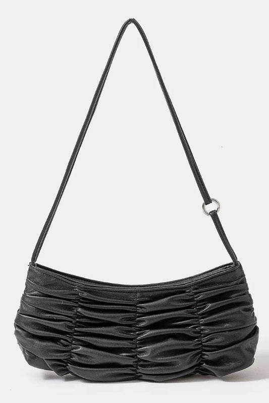 Fame Segmented Pleated Faux Leather Hand Bag - Tigbul's Variety Fashion Shop