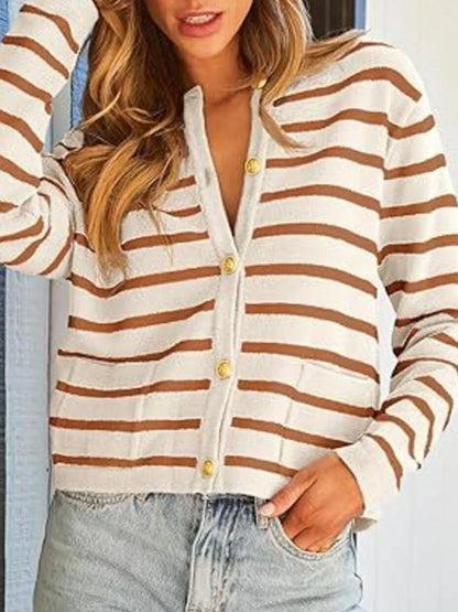 Striped Button-Up Cardigan - Tigbul's Variety Fashion Shop