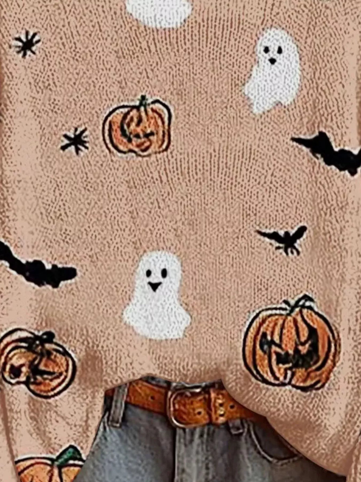 Halloween Graphic Boat Neck Sweater Sizes Small up to 5XL | Tigbuls