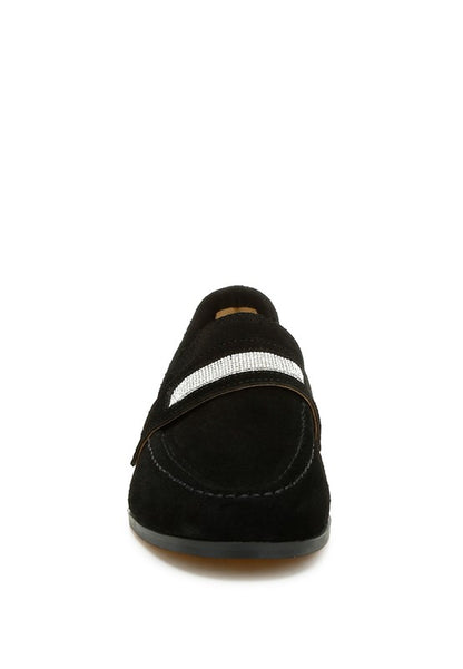 New Ode Rhinestone Penny Strap Loafers Loafers - Tigbul's Variety Fashion Shop
