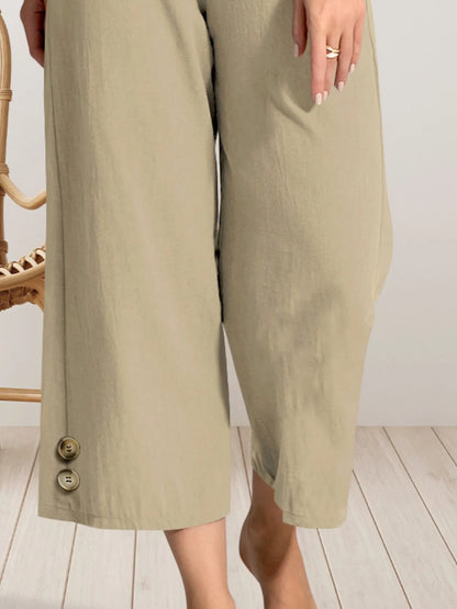 Wide Leg Cropped Pants - Tigbul's Variety Fashion Shop